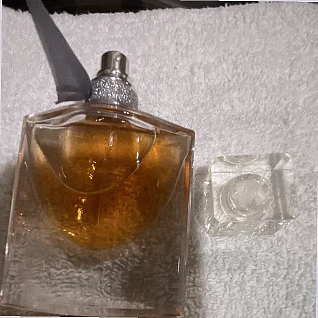 Lancôme Amber Glass Perfume Bottle w/ Spray Top & Crystal Clear Square Cap